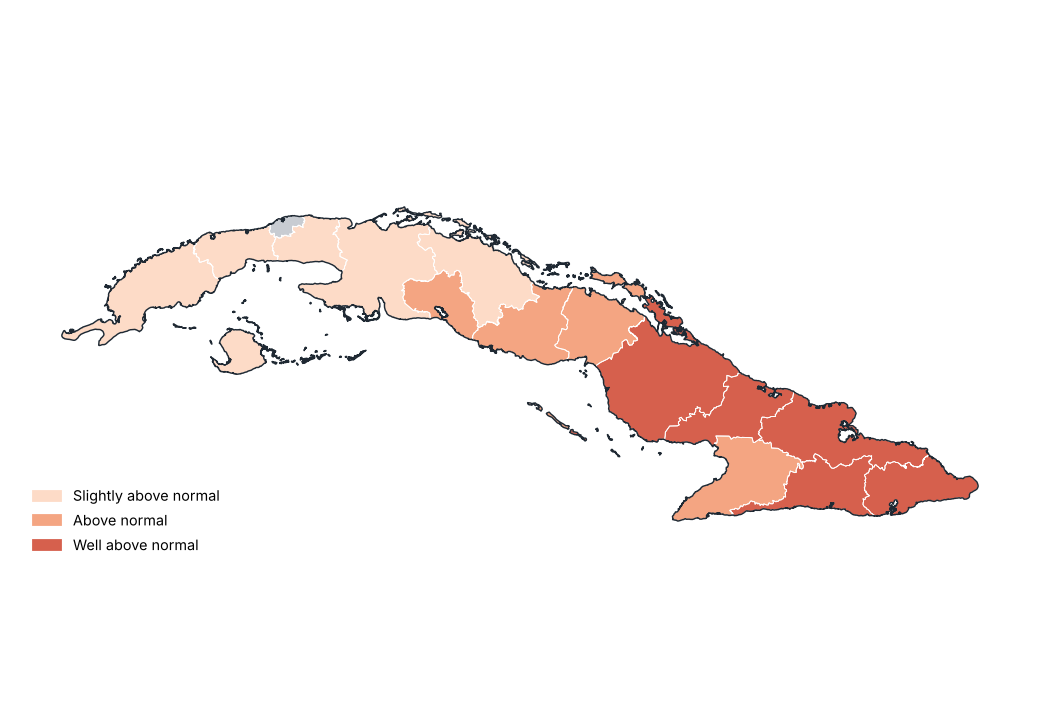 Mean temperature anomaly by state