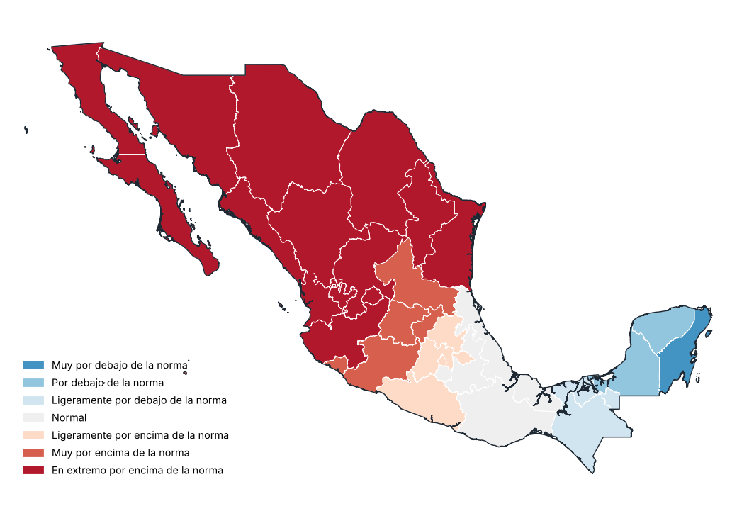 Anomalía de temperatura media por entidad