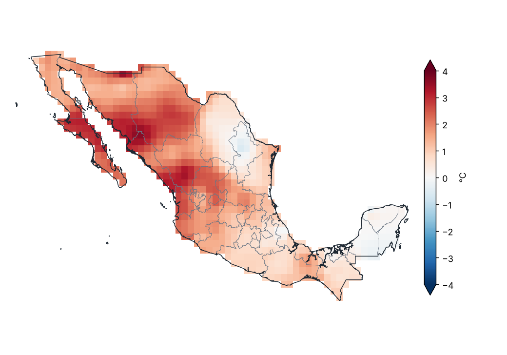 Anomalía de temperatura media (1991–2020)