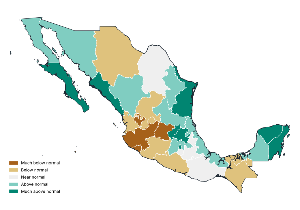 Percent of normal by state
