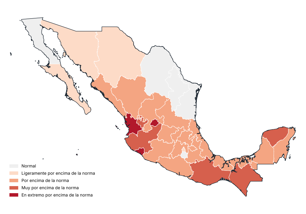 Anomalía de temperatura media por entidad