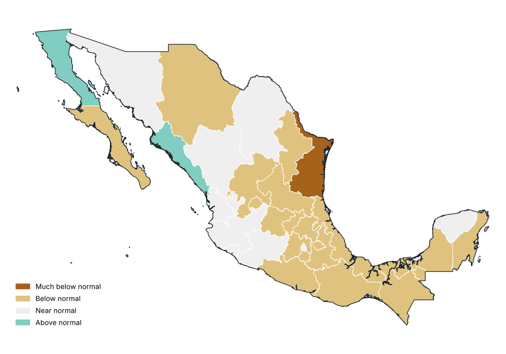 Percent of normal by state