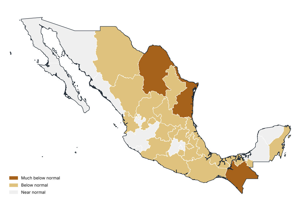 Percent of normal by state