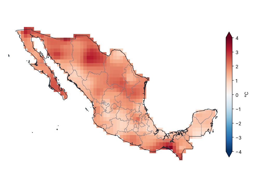 Anomalía de temperatura media (1991–2020)