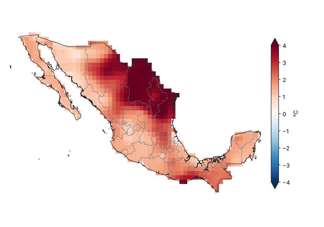 Anomalía de temperatura media (1991–2020)
