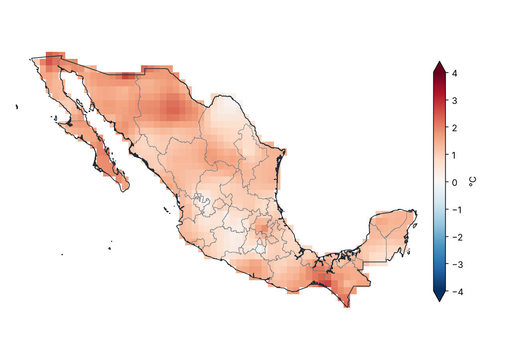 Anomalía de temperatura media (1991–2020)