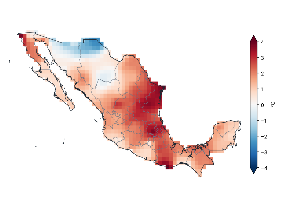 Anomalía de temperatura media (1991–2020)