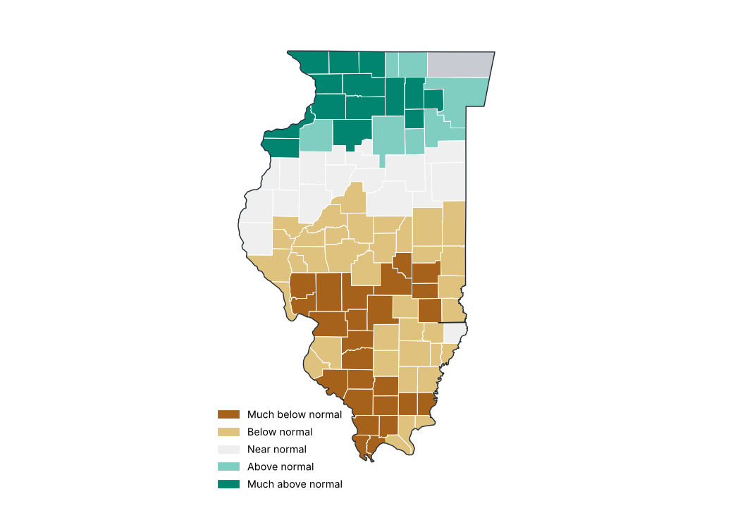 Percent of normal by county
