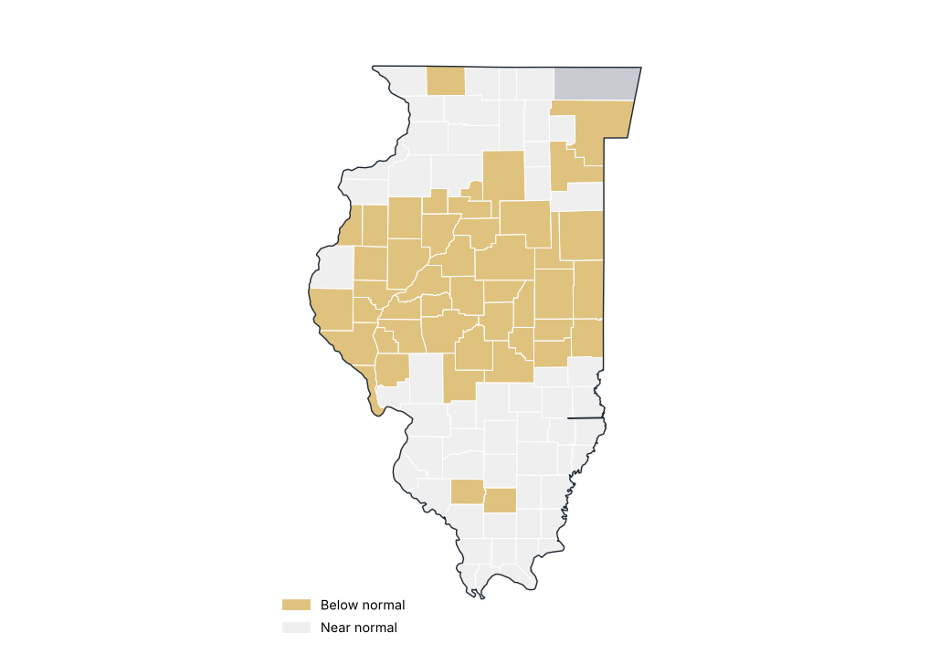 Percent of normal by county