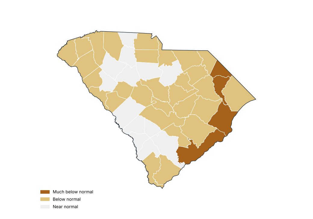 Percent of normal by county