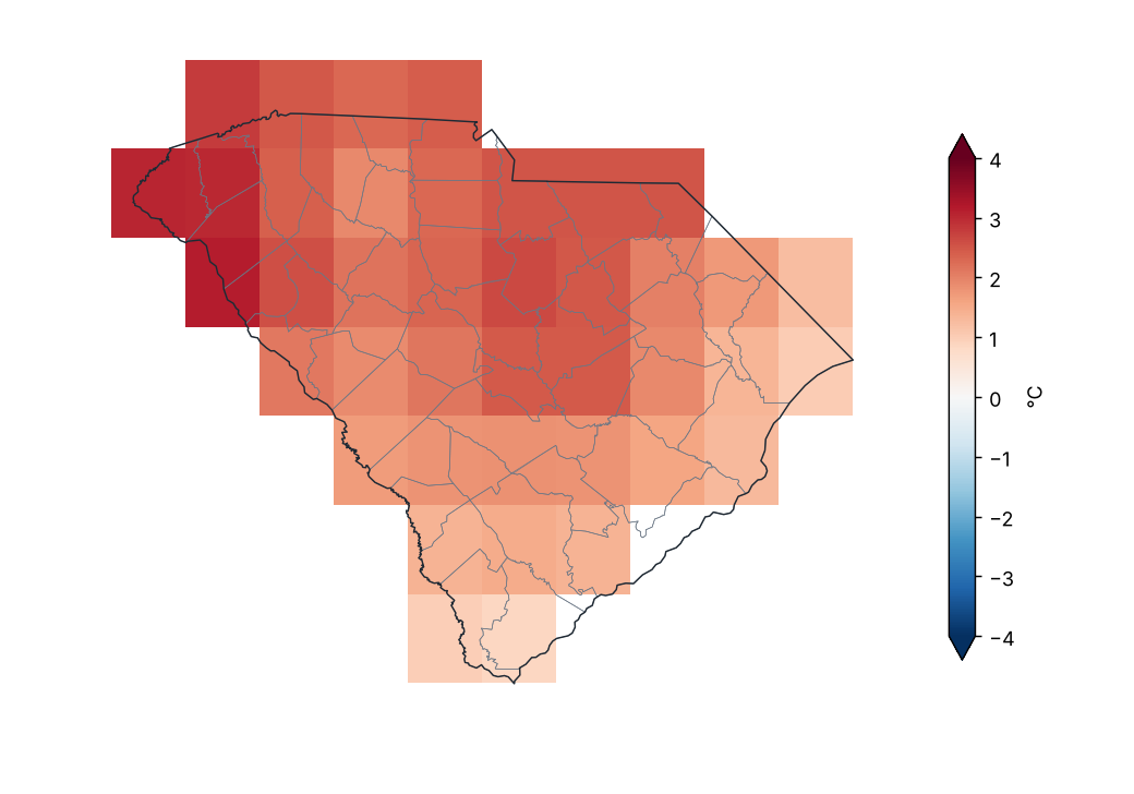 Anomalía de temperatura máxima (1991–2020)