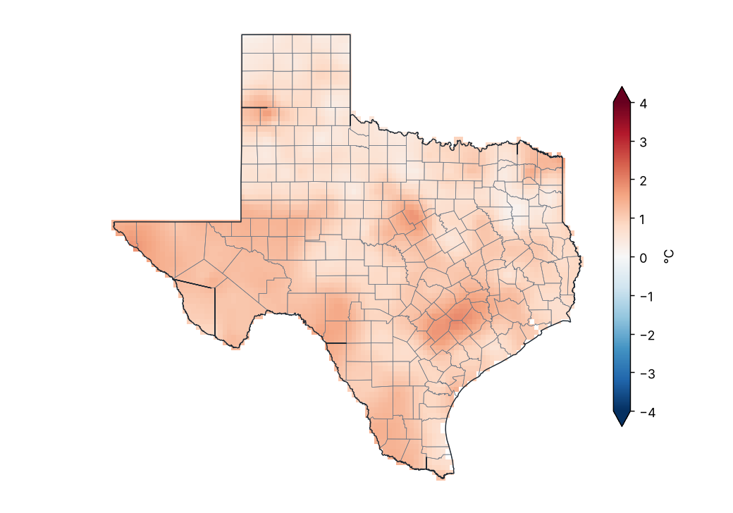 Anomalía de temperatura mínima (1991–2020)